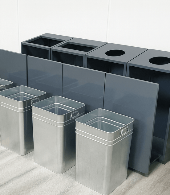 Custom Grey Recycling Waste Bin – Multiple Containers Indoor Dustbin - MaxBin