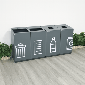 compare product Grey Recycling Waste Bin – Multiple Containers Indoor Dustbin