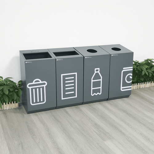 Custom Grey Recycling Waste Bin – Multiple Containers Indoor Dustbin - MaxBin