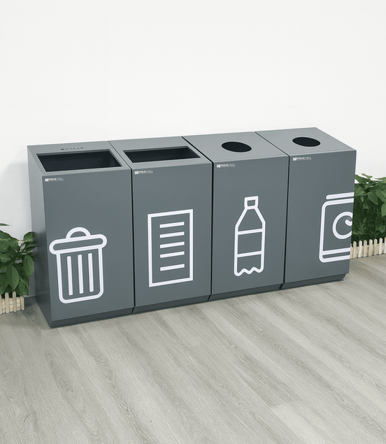 Custom Grey Recycling Waste Bin – Multiple Containers Indoor Dustbin - MaxBin