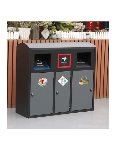 Galvanized Steel Outdoor Garbage Stand (MAX - HK335) – Eco - Friendly Street Waste Bin - MaxBin
