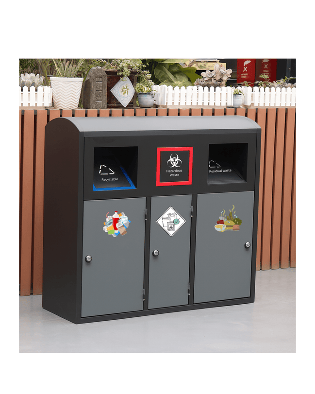 Galvanized Steel Outdoor Garbage Stand (MAX - HK335) – Eco - Friendly Street Waste Bin - MaxBin
