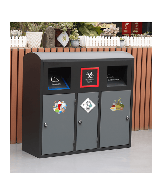 Galvanized Steel Outdoor Garbage Stand (MAX - HK335) – Eco - Friendly Street Waste Bin - MaxBin