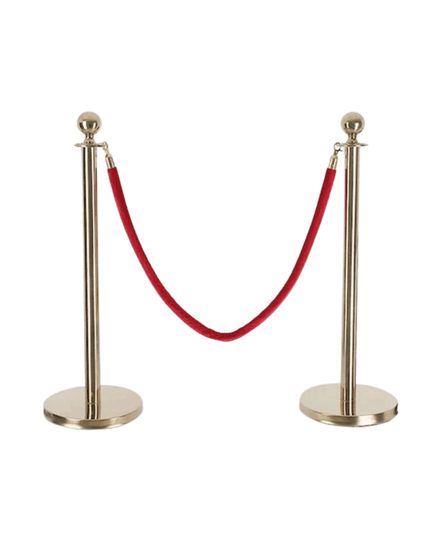 Gold Velvet Rope Stanchion – 106cm Bar Crowd Control Post - MaxBin
