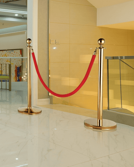Gold Velvet Rope Stanchion – 106cm Bar Crowd Control Post - MaxBin