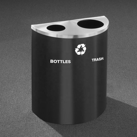 Large Capacity Dual Half - Round Garbage Bin – Open Top, Iron Construction - MaxBin