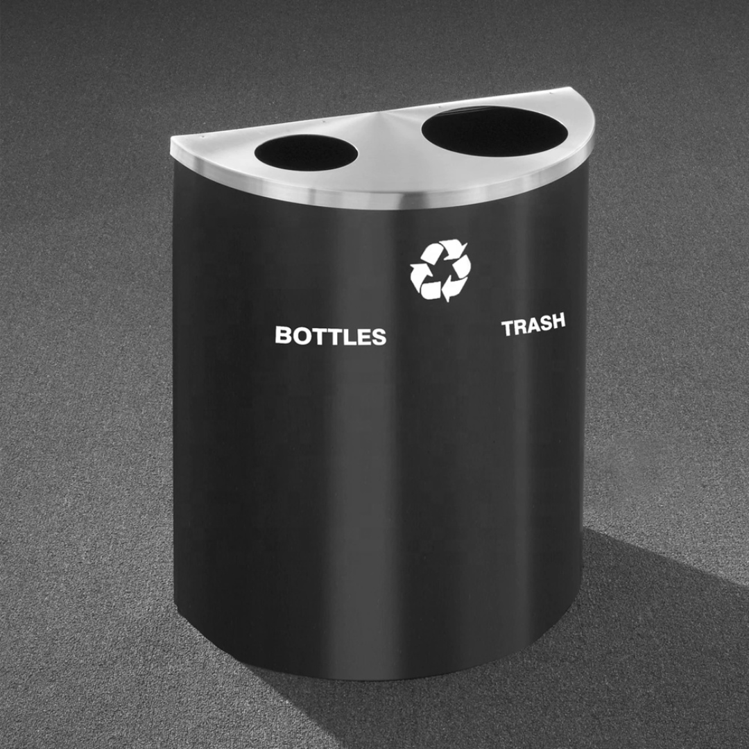 Large Capacity Dual Half - Round Garbage Bin – Open Top, Iron Construction - MaxBin