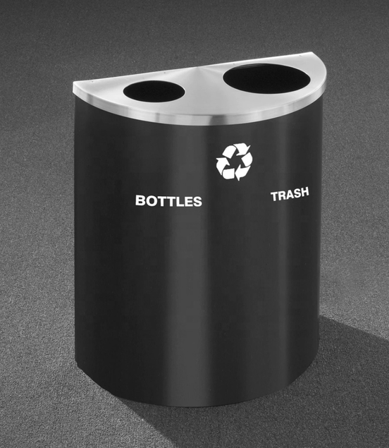 Large Capacity Dual Half - Round Garbage Bin – Open Top, Iron Construction - MaxBin