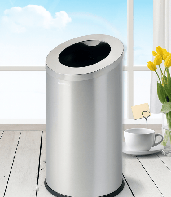 MAX 54 L Round Stainless Steel Open - Top Lobby Trash Bin (380×800mm) - MaxBin