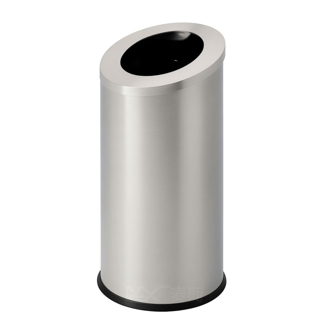 54 L Round Stainless Steel Open-Top Lobby Trash Bin (380×800mm)
