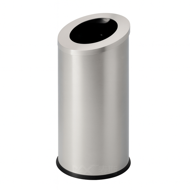 MAX 54 L Round Stainless Steel Open - Top Lobby Trash Bin (380×800mm) - MaxBin