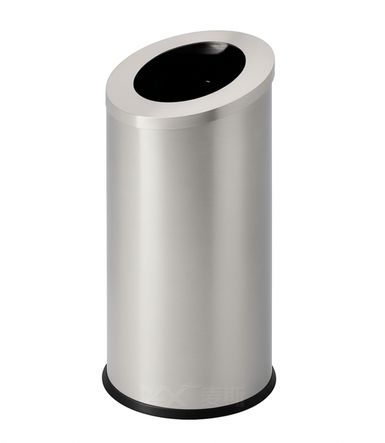 MAX 54 L Round Stainless Steel Open - Top Lobby Trash Bin (380×800mm) - MaxBin