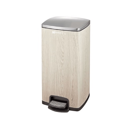 MAX Silver - Wood Grain Stainless Kitchen Pedal Bin 30L, Eco - Friendly Indoor - MaxBin