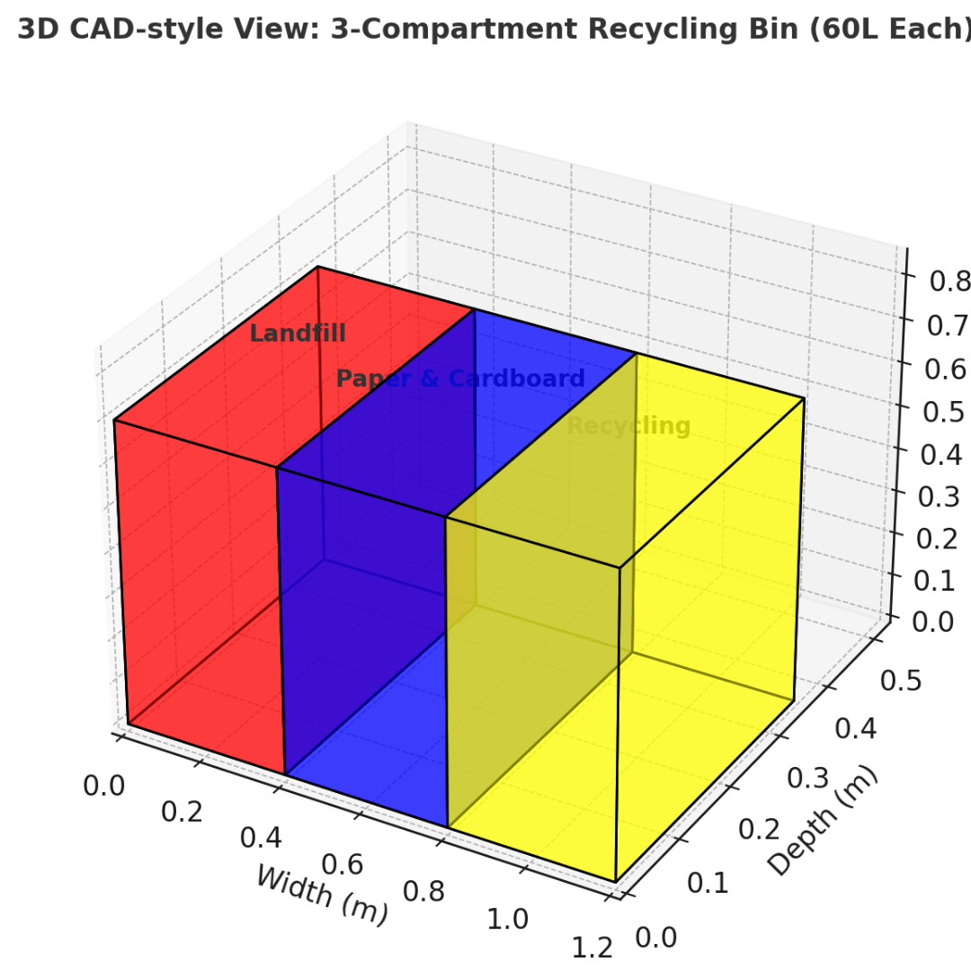 Maxbin 3 - Colour Recycling Station – Durable Steel Waste Separation Bins - MaxBin