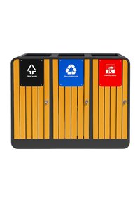 MaxBin Triple - Compartment Outdoor Waste & Recycling Bin – WPC Wood & Galvanized Steel - MaxBin