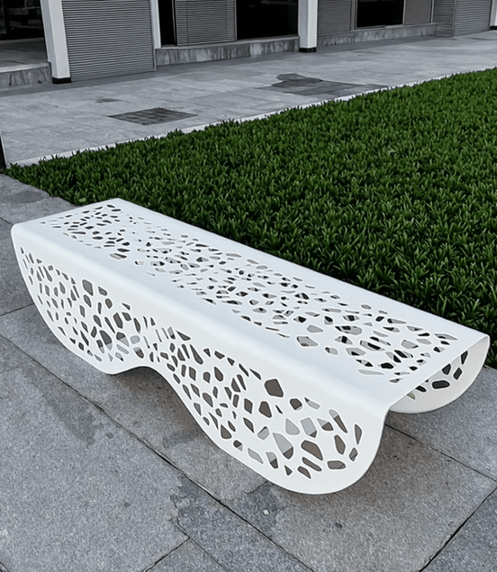 Modern Metal Park Bench – Indoor / Outdoor Commercial Seating - MaxBin