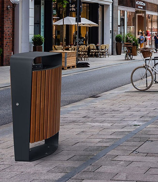 Outdoor Wooden (WPC) Trash Bin – 85 L Park - Style Waste Station (Model MAX - WG01) - MaxBin