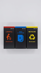 3-Colour Recycling Station – Durable Steel Waste Separation Bins