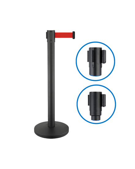 Retractable 2M Queue Belt Traffic Post – 7.9ft Barrier Safety Belt - MaxBin